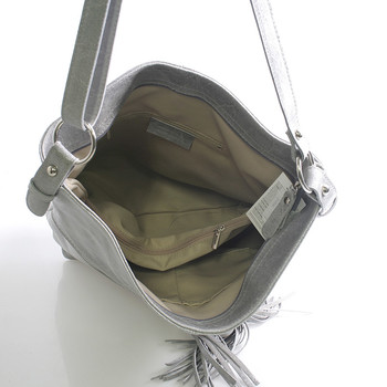 Šedá kožená veľká crossbody kabelka ItalY Isabel