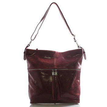 Červená kožená veľká crossbody kabelka ItalY Isabel