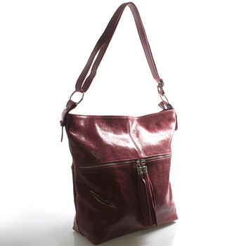 Červená kožená veľká crossbody kabelka ItalY Isabel