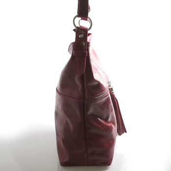 Červená kožená veľká crossbody kabelka ItalY Isabel