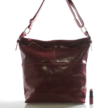 Červená kožená veľká crossbody kabelka ItalY Isabel
