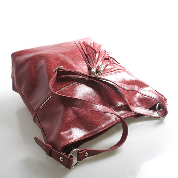 Červená kožená veľká crossbody kabelka ItalY Isabel