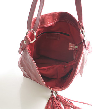 Červená kožená veľká crossbody kabelka ItalY Isabel