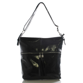 Čierna kožená veľká crossbody kabelka ItalY Isabel