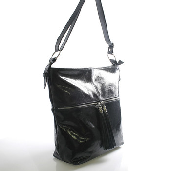 Čierna kožená veľká crossbody kabelka ItalY Isabel