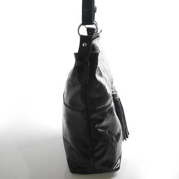 Čierna kožená veľká crossbody kabelka ItalY Isabel