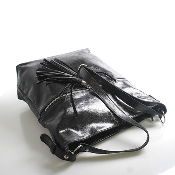 Čierna kožená veľká crossbody kabelka ItalY Isabel