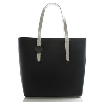 Čierna kožená kabelka shopper ItalY Sierra