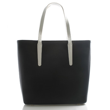 Čierna kožená kabelka shopper ItalY Sierra