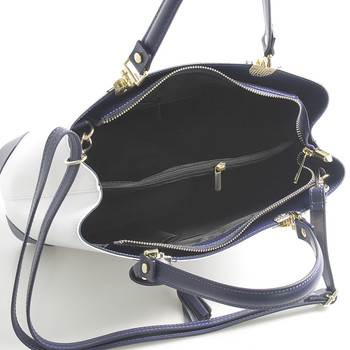 Bielo modrá luxusná kožená kabelka ItalY Roderica