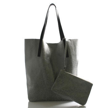 Šedá veľká kožená kabelka shopper ItalY Gwen