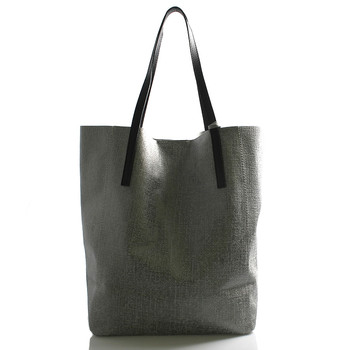 Šedá veľká kožená kabelka shopper ItalY Gwen