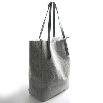 Šedá veľká kožená kabelka shopper ItalY Gwen