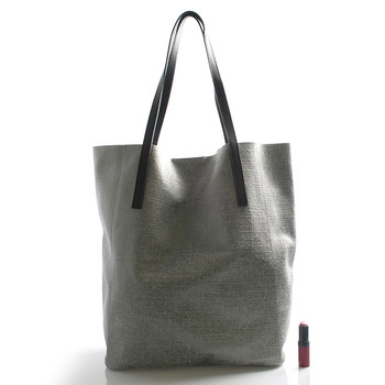 Šedá veľká kožená kabelka shopper ItalY Gwen