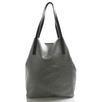 Šedá veľká kožená kabelka shopper ItalY Gwen