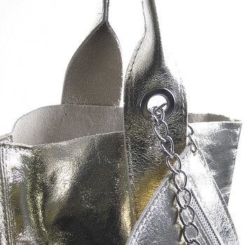 Dámska veľká kožená kabelka shopper zlatá - ItalY Perla