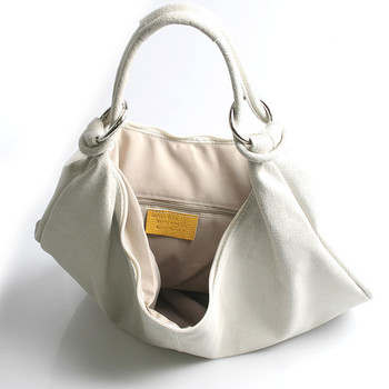 Béžová lesklá kožená kabelka cez rameno Italo Amadea