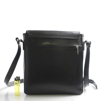 Luxusná čierna kožená taška cez rameno ItalY Crosby