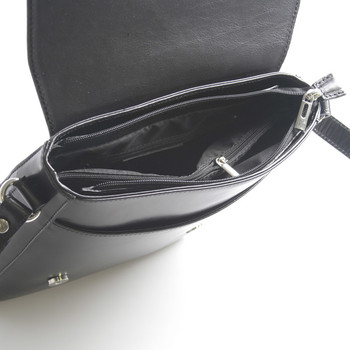Luxusná čierna kožená taška cez rameno ItalY Crosby