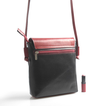 Červeno čierna kožená crossbody kabelka - ItalY Tamia