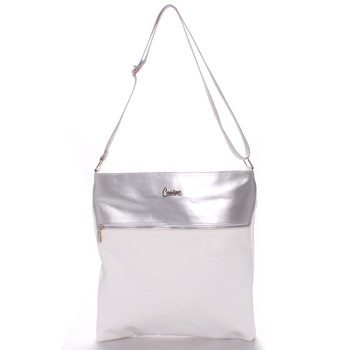 Dámska luxusná crossbody kabelka bielo strieborná - Carine Coletta