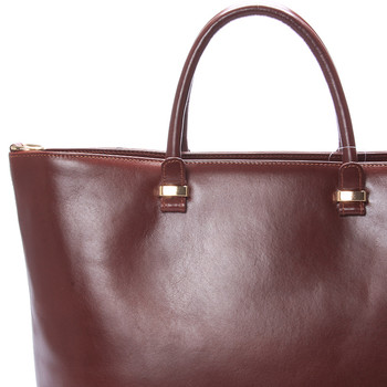 Luxusná dámska kožená kabelka čokoládová - ItalY Anabela