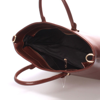 Luxusná dámska kožená kabelka čokoládová - ItalY Anabela