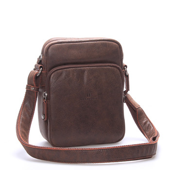 Luxusná pánska kožená taška cez rameno hnedá - Hexagona Carlos