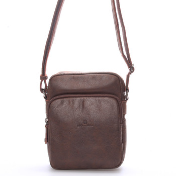 Luxusná pánska kožená taška cez rameno hnedá - Hexagona Carlos