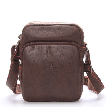 Luxusná pánska kožená taška cez rameno hnedá - Hexagona Carlos