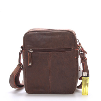 Luxusná pánska kožená taška cez rameno hnedá - Hexagona Carlos
