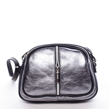 Dámska kožená crossbody kabelka strieborná - ItalY Nadia