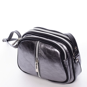 Dámska kožená crossbody kabelka strieborná - ItalY Nadia