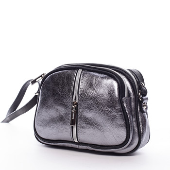 Dámska kožená crossbody kabelka strieborná - ItalY Nadia