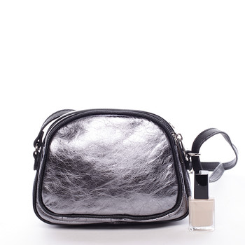 Dámska kožená crossbody kabelka strieborná - ItalY Nadia