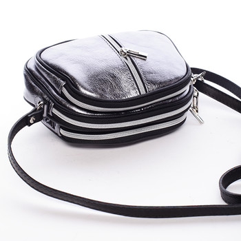Dámska kožená crossbody kabelka strieborná - ItalY Nadia