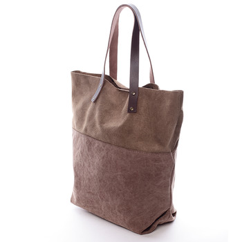 Dámska kožená kabelka shopper hnedá - ItalY Luren