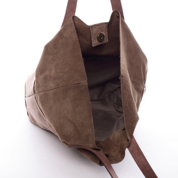 Dámska kožená kabelka shopper hnedá - ItalY Luren