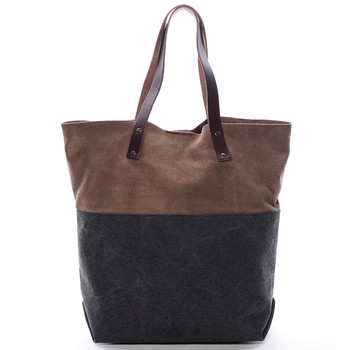 Dámska kožená kabelka shopper čierna - ItalY Luren
