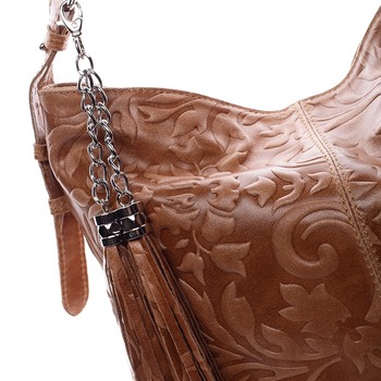 Dámska kožená kabelka cez rameno hnedá - ItalY Heather