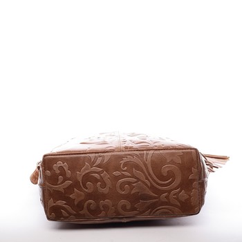 Dámska kožená kabelka cez rameno hnedá - ItalY Heather