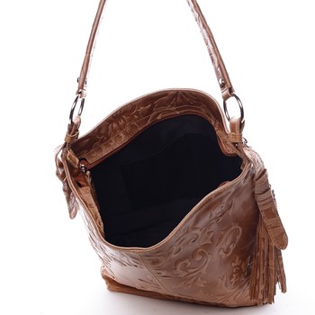 Dámska kožená kabelka cez rameno hnedá - ItalY Heather