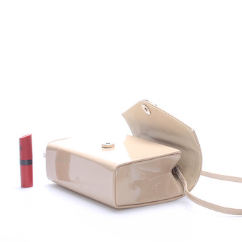 Dámska listová kabelka béžová lakovaná - Delami Viollet