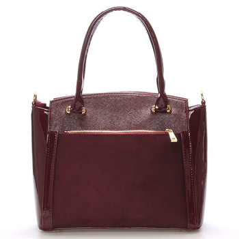 Luxusná vínová lakovaná kabelka so zlatým kovaním - Delami Margo