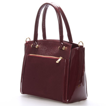 Luxusná vínová lakovaná kabelka so zlatým kovaním - Delami Margo