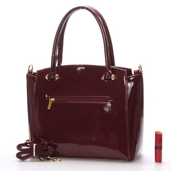 Luxusná vínová lakovaná kabelka so zlatým kovaním - Delami Margo