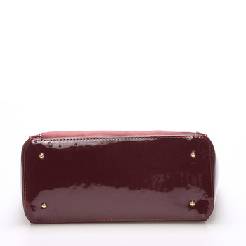 Luxusná vínová lakovaná kabelka so zlatým kovaním - Delami Margo