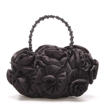 Saténová večerná kabelka čierna