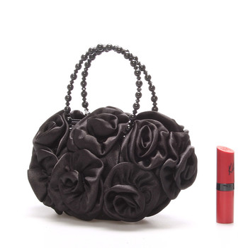 Saténová večerná kabelka čierna