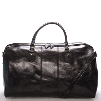 Veľká cestovná kožená taška čierna ItalY - Ella